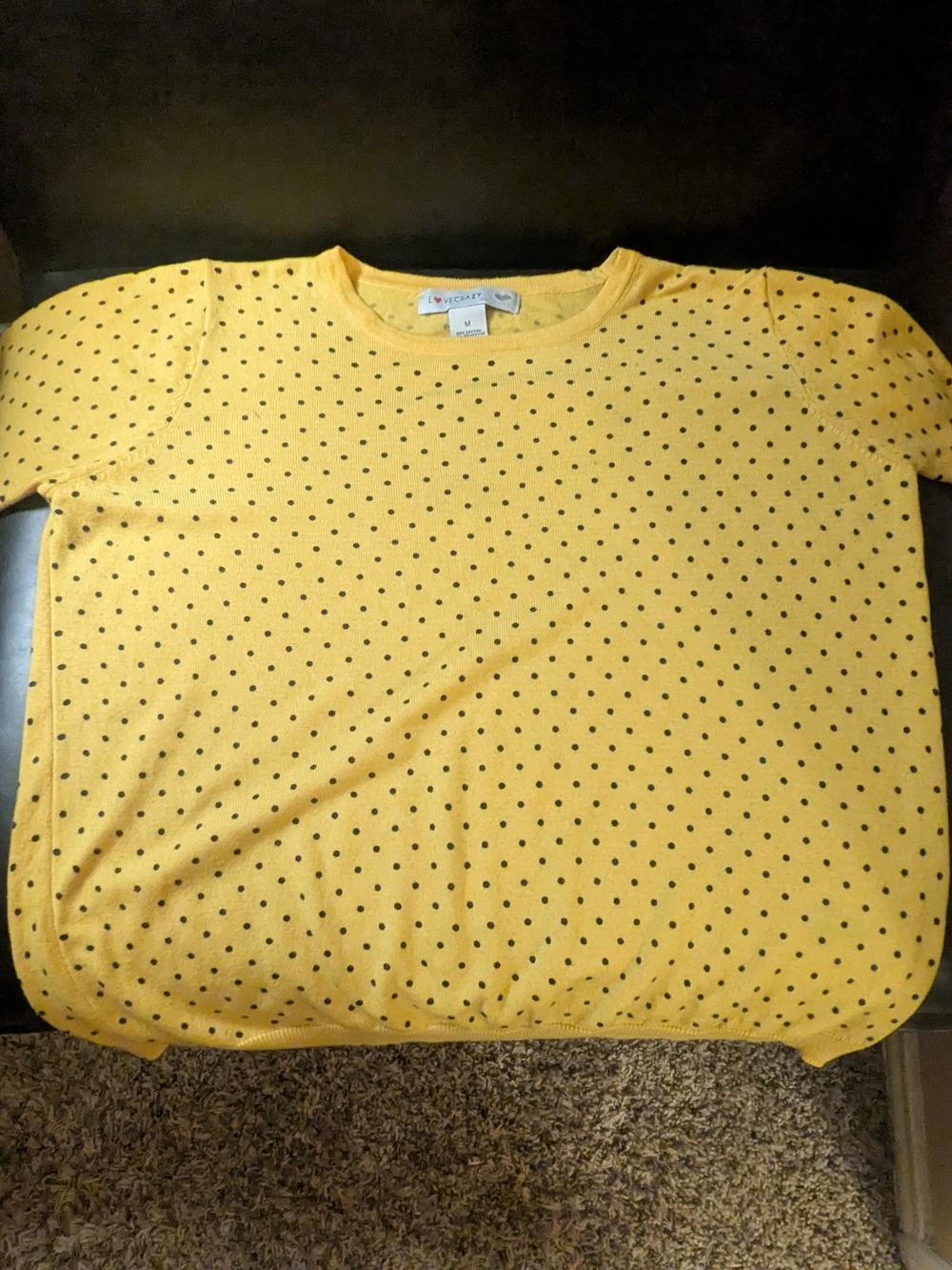 LoveCrazy Yellow Polka Dot Long Sleeved Top Size M
